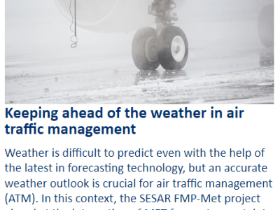SESAR 3 JU e-news introduce the FMP-Met&nbsp;project